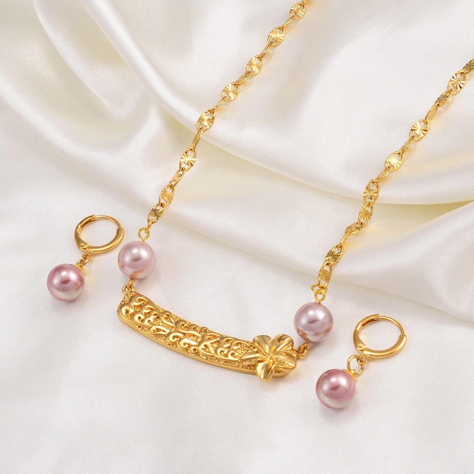 Hawaiian Pearl   Charm Pendant Necklaces Earrings Jewelry sets