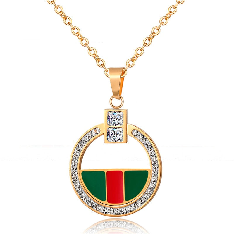 Luxury Full Crytals Pendant Necklace Earrings Sets