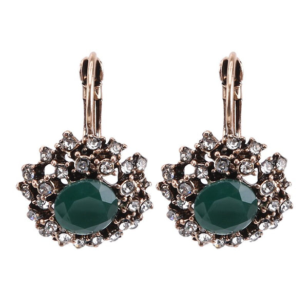 Pendientes de clip vintage con múltiples cristales y diamantes de imitación para mujer