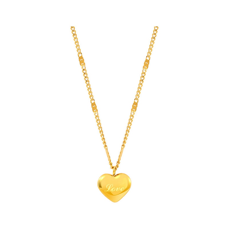 316L Stainless Steel Gold Color Love Heart Necklaces