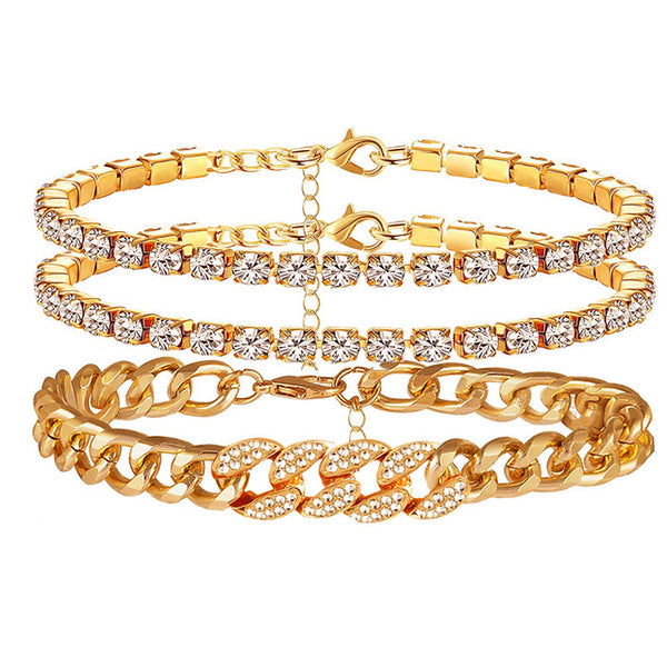 Tobillera de cadena metálica gruesa de moda para mujer