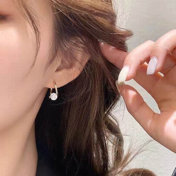 Simple Single Zirconia Earrings For Women