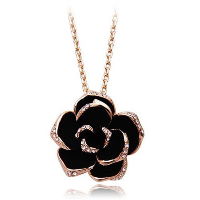 rose flower necklace earrings ring Jewelry Sets