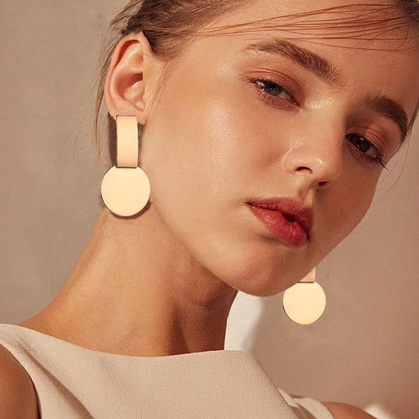 Fashion Vintage Earrings For Women Big Geometric Statement Gold Metal clip Earrings