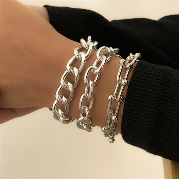 Pulsera de metal pesado con declaración de moda