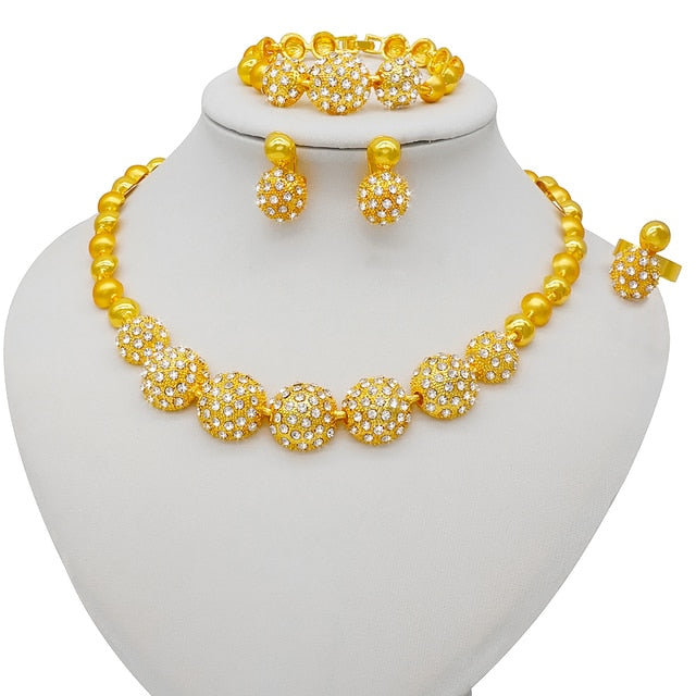African bridal wedding gifts party Bracelet round Necklace earrings ring sets