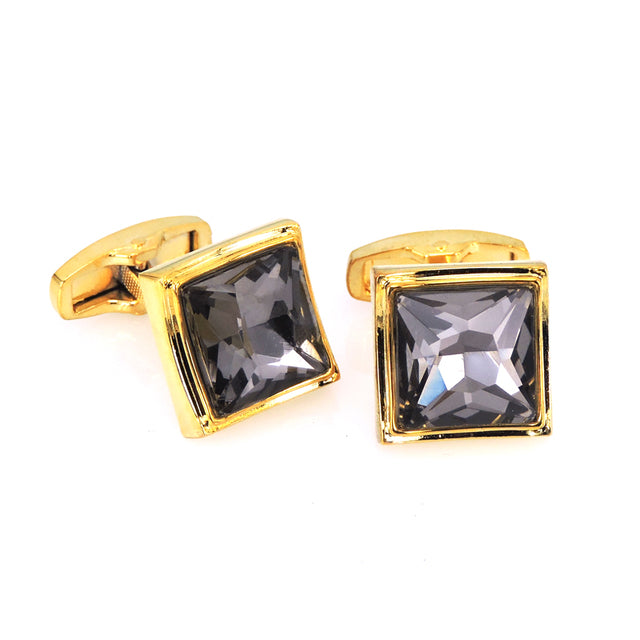 Fashion Gold Silvery Black Crystal zircon Cufflinks