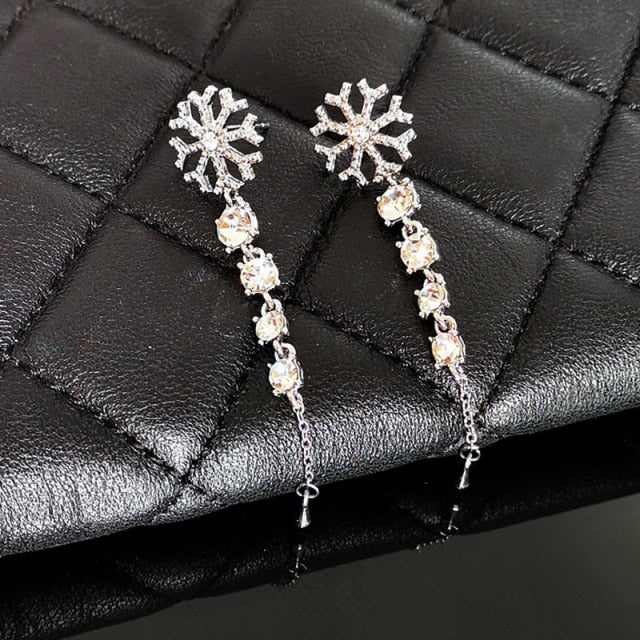 Crystal Zircon Snowflake Stud Earrings For Women