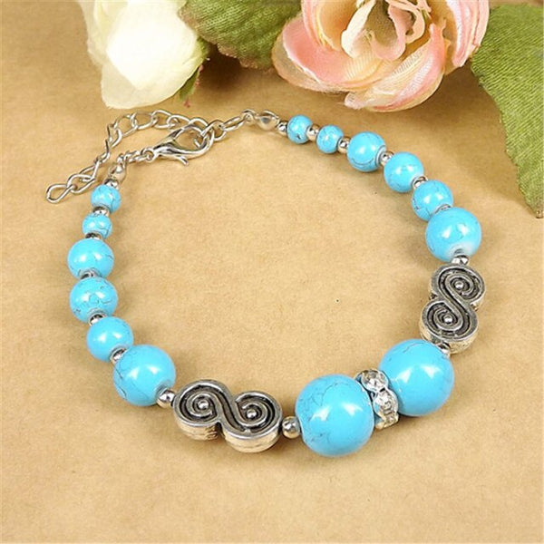 Pulsera de flores vintage tibetana para mujer