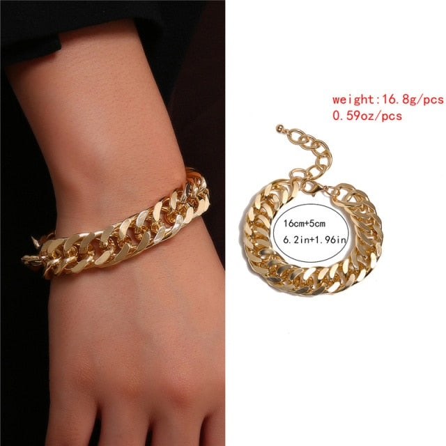 5Pcs/Set Bohemian Punk Cuban Chain Bracelets Set