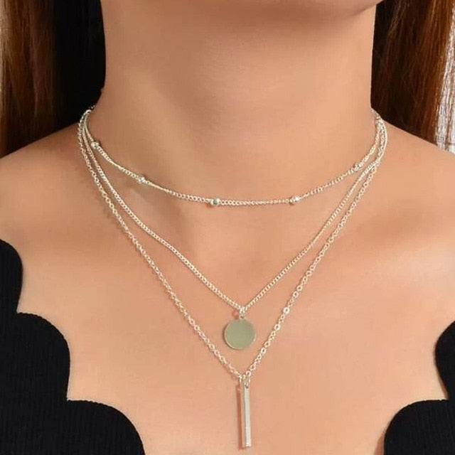 Boho Simple Moon Star Heart Pendant Necklace