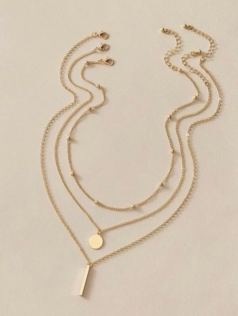 Boho Simple Moon Star Heart Pendant Necklace