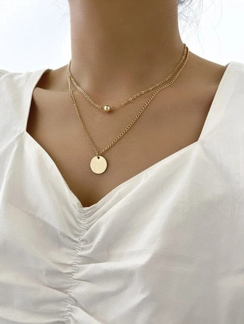 Boho Simple Moon Star Heart Pendant Necklace