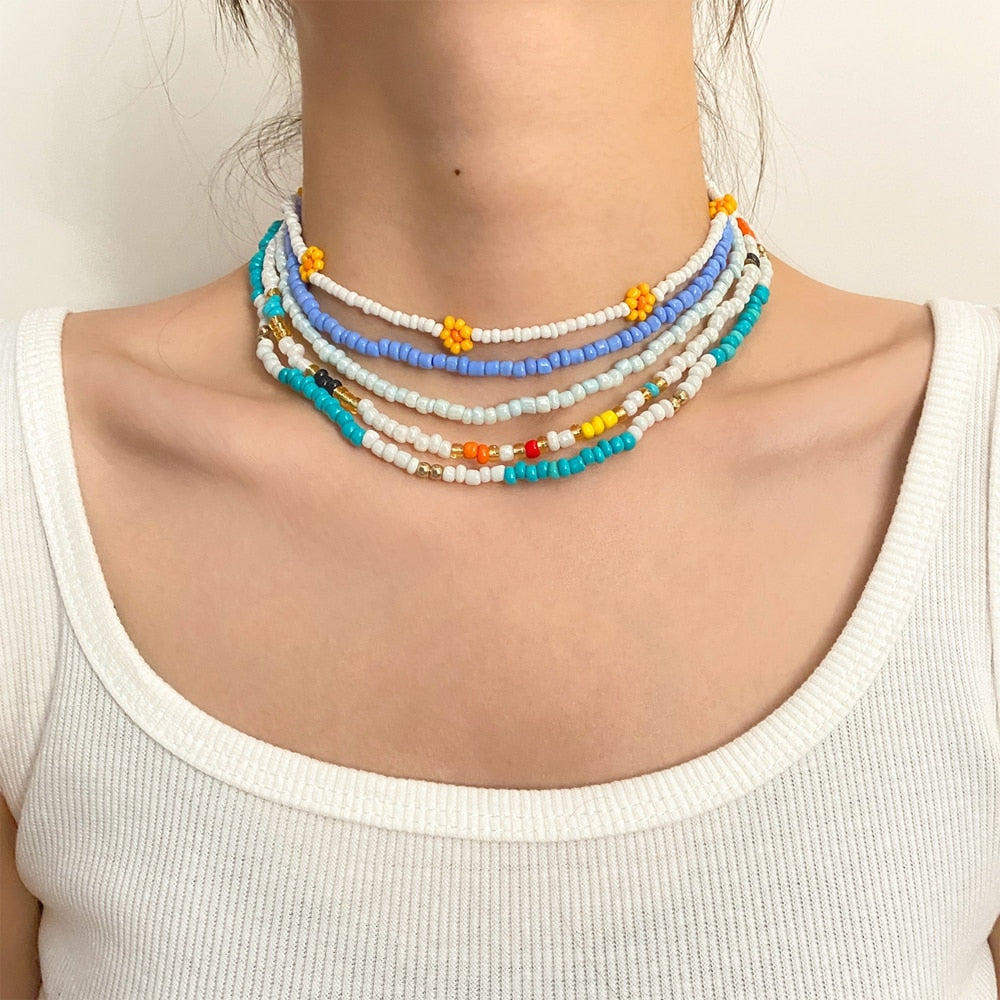 Women Girls Colorful Strand Short Choker Necklaces