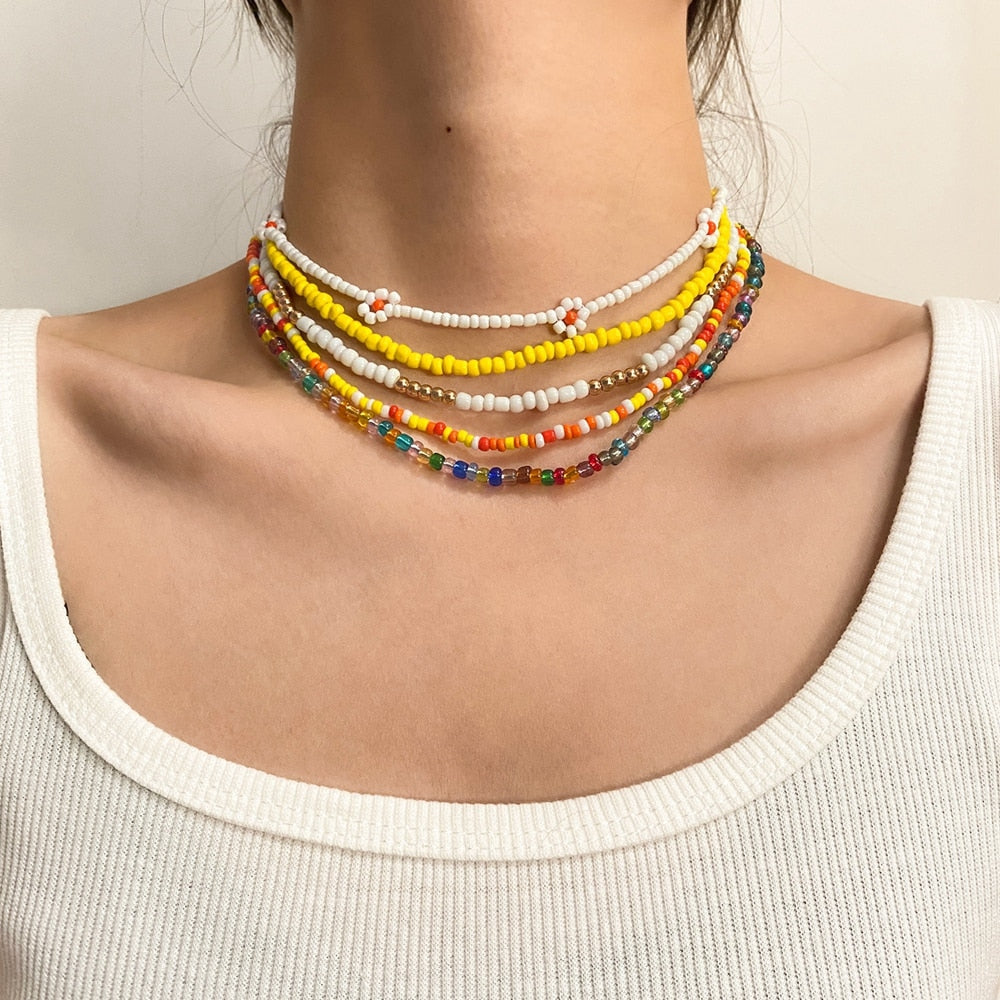 Women Girls Colorful Strand Short Choker Necklaces