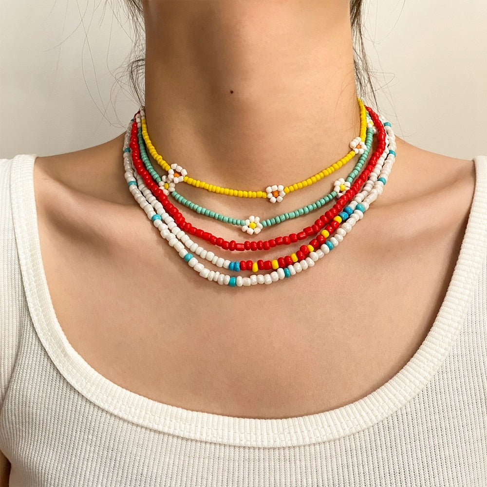 Women Girls Colorful Strand Short Choker Necklaces