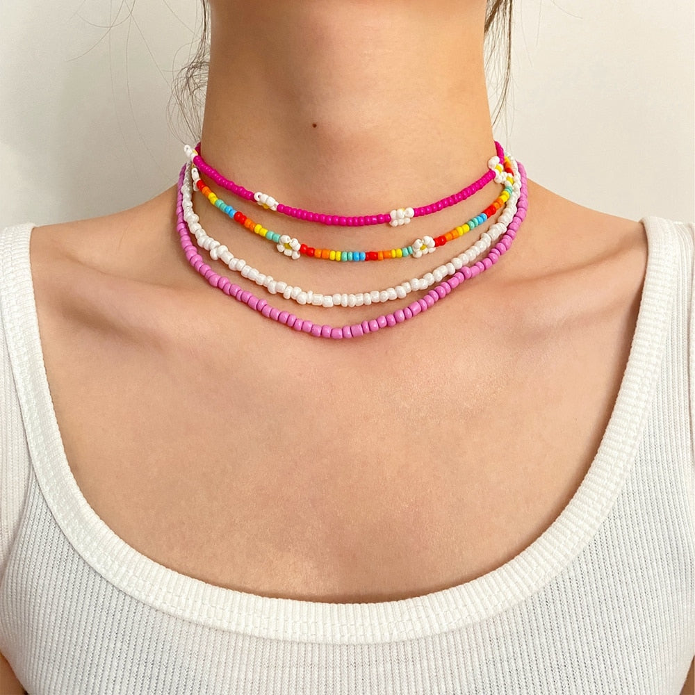Women Girls Colorful Strand Short Choker Necklaces