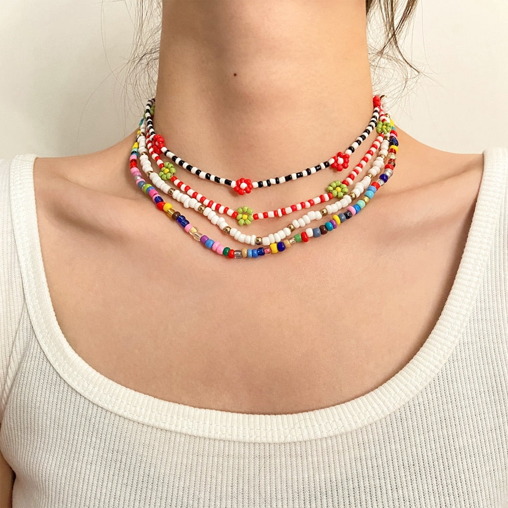 Women Girls Colorful Strand Short Choker Necklaces