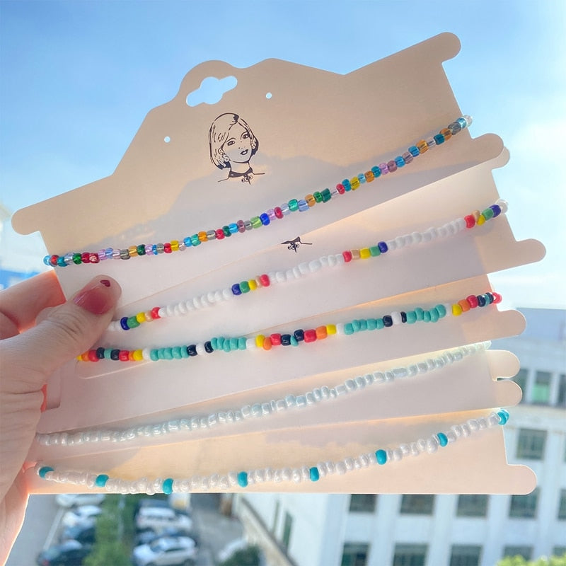 Women Girls Colorful Strand Short Choker Necklaces