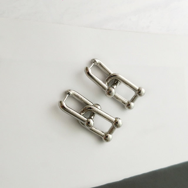 New HipHop U-shaped Stitching Necklace Earrings Bracelet Set
