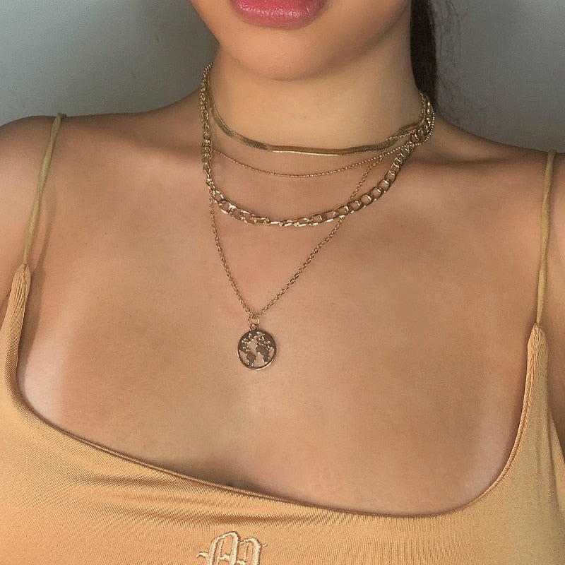 Trendy Multilayer Heart Snake Pendant Necklace