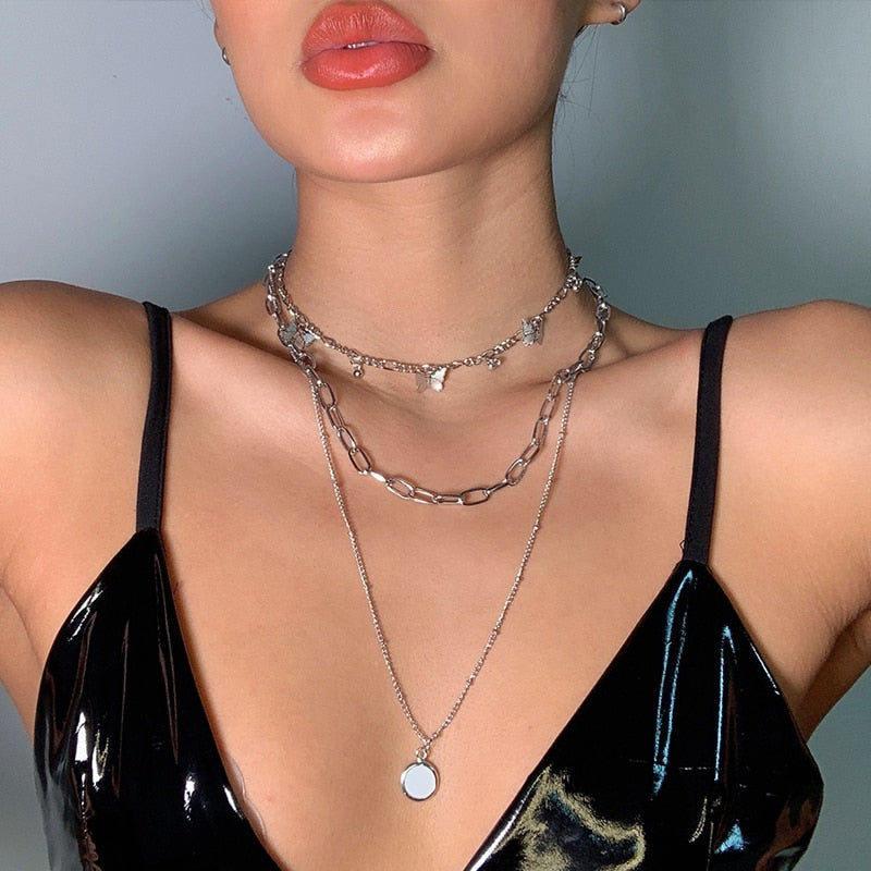 Trendy Multilayer Heart Snake Pendant Necklace