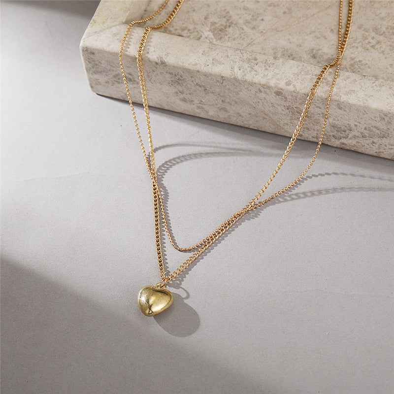 Trendy Multilayer Heart Snake Pendant Necklace