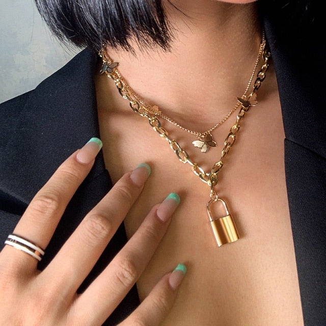 Trendy Multilayer Heart Snake Pendant Necklace
