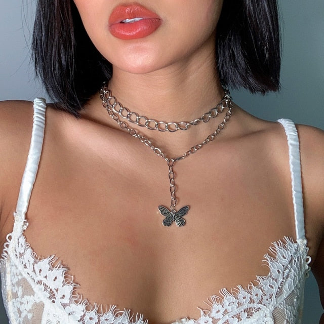 Trendy Multilayer Heart Snake Pendant Necklace