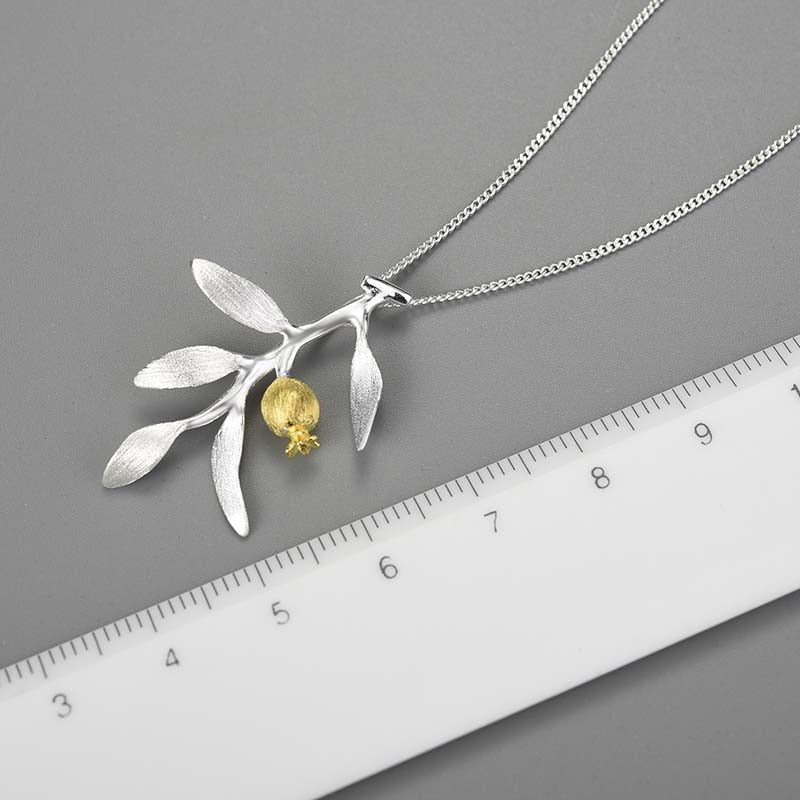 Pomegranate Fruits Leaves Branch Pendants without Necklace for Women