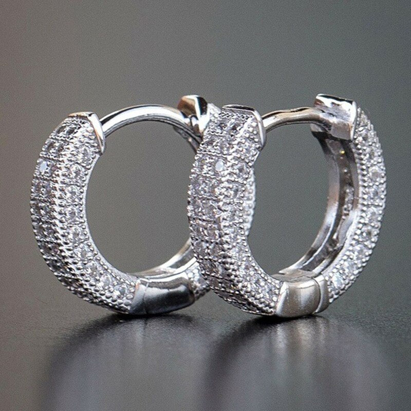 Hip Hop Bling Micro Paved CZ Zircon Earrings