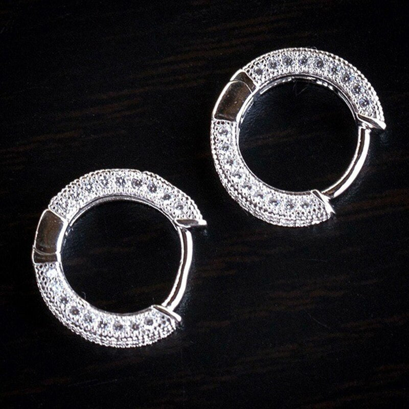 Hip Hop Bling Micro Paved CZ Zircon Earrings