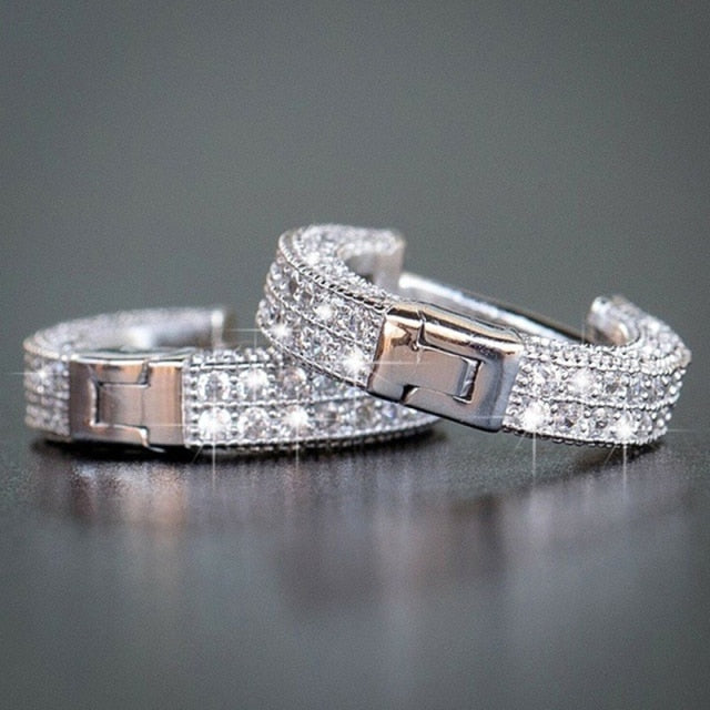 Hip Hop Bling Micro Paved CZ Zircon Earrings