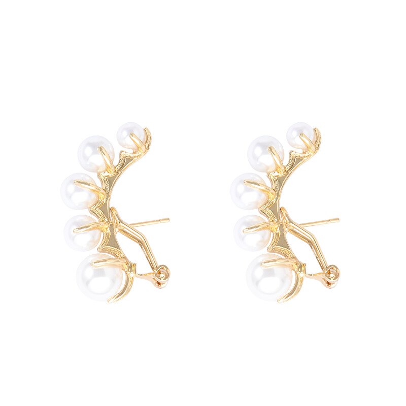 One Pair Elegant brincos Gold Color Pearl Earrings