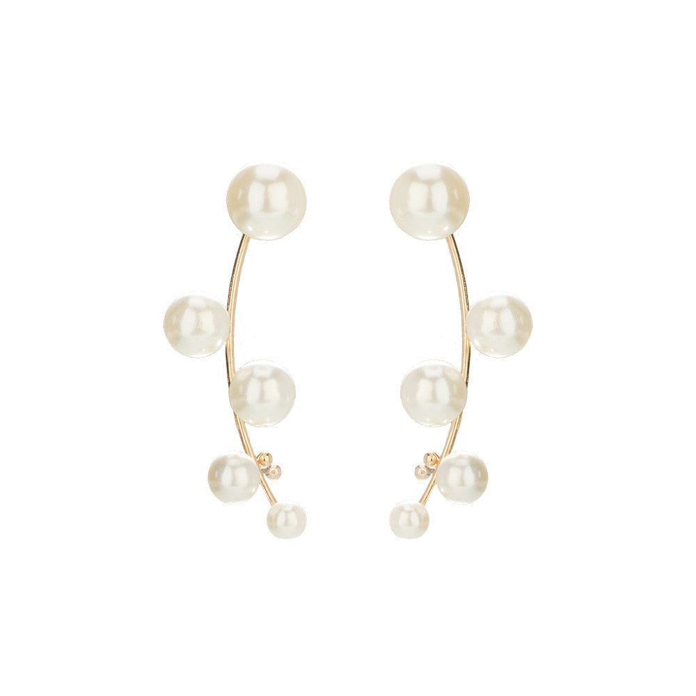 One Pair Elegant brincos Gold Color Pearl Earrings