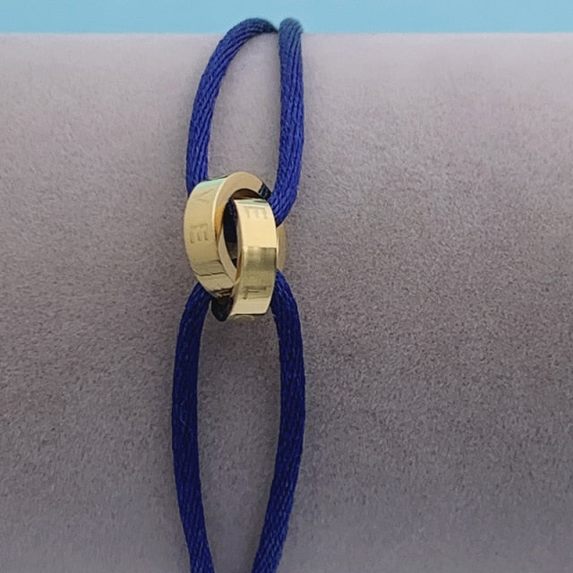 Adjustable Rope  Two Circle Crossed Bracelet