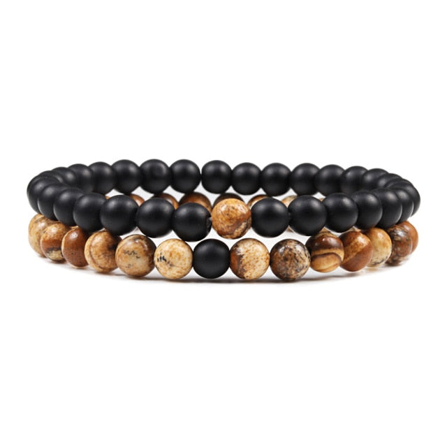 1-2PCS Beaded Bracelets Bangles Set