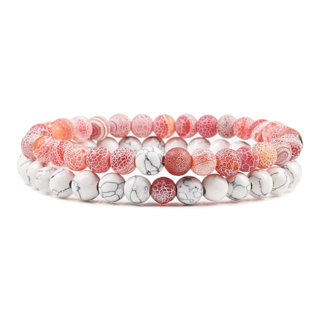 1-2PCS Beaded Bracelets Bangles Set