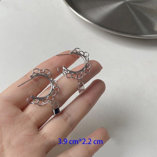 New Korean Metal Round Hoop Earrings