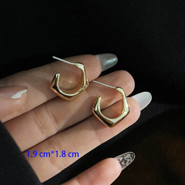 New Korean Metal Round Hoop Earrings