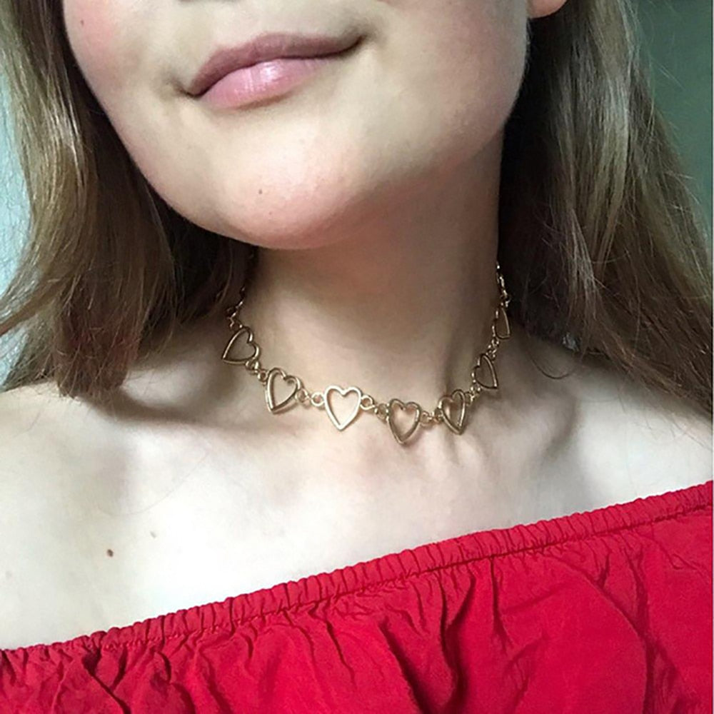 Gold Silver Color Heart-shape Multilevel Chain Pendant Necklaces