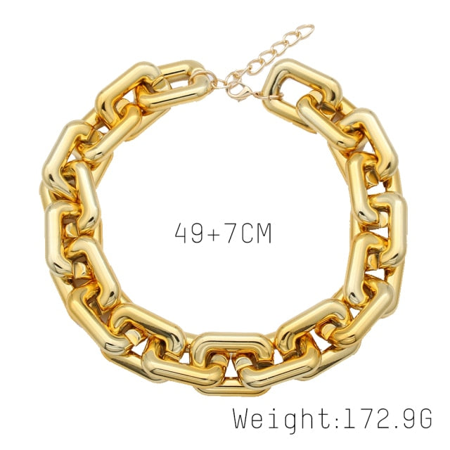 Exaggerated Geometric Square Twisted Thick Link Chain Bracelet