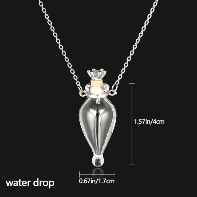 Water Drop Heart Steel Chain Essential Oil Pendant