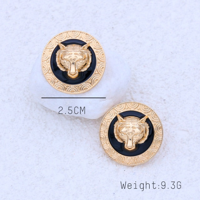 Trendy Lion Head Dangle Earring Metal Big Dangle Drop Earring
