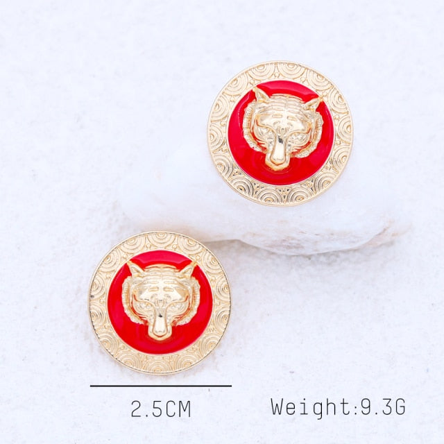 Trendy Lion Head Dangle Earring Metal Big Dangle Drop Earring