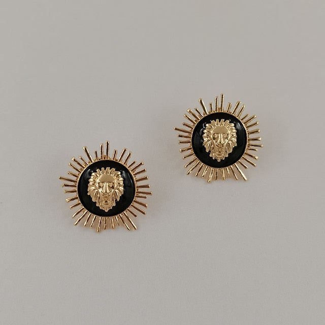 Trendy Lion Head Dangle Earring Metal Big Dangle Drop Earring