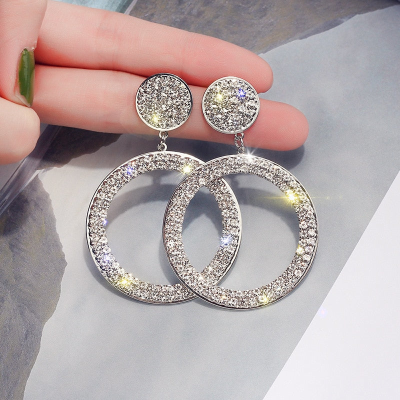 New Luxury Cubic Zirconia Pendant Earrings Woman