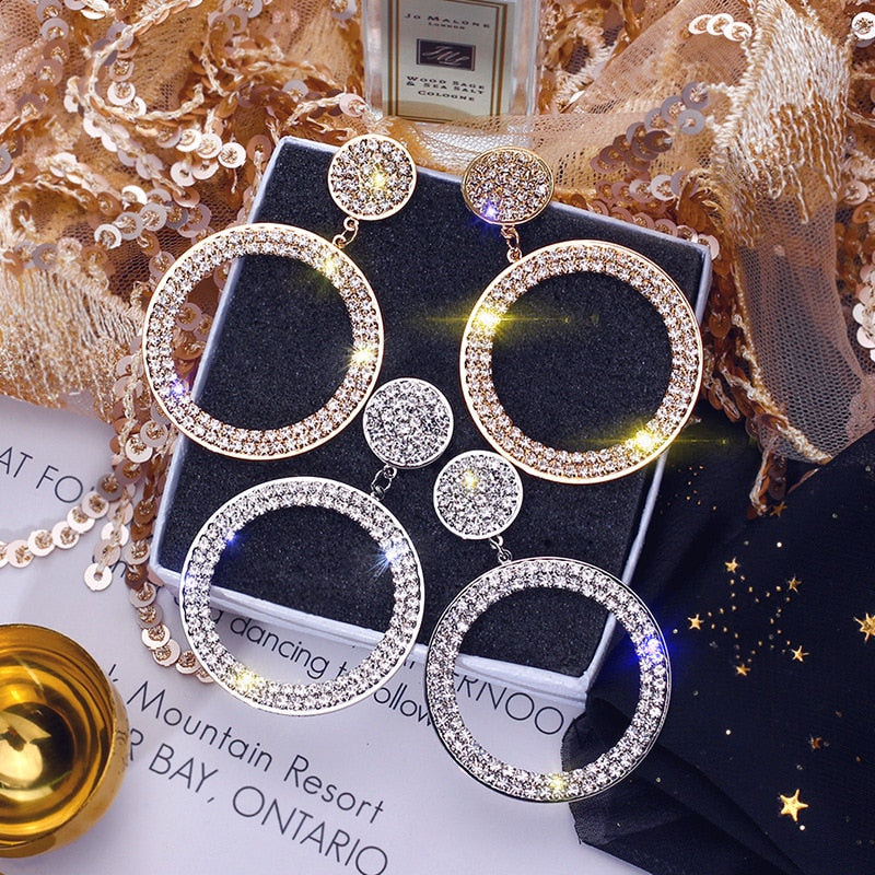 New Luxury Cubic Zirconia Pendant Earrings Woman