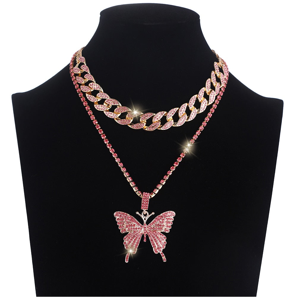 Glam Butterfly Necklace Set