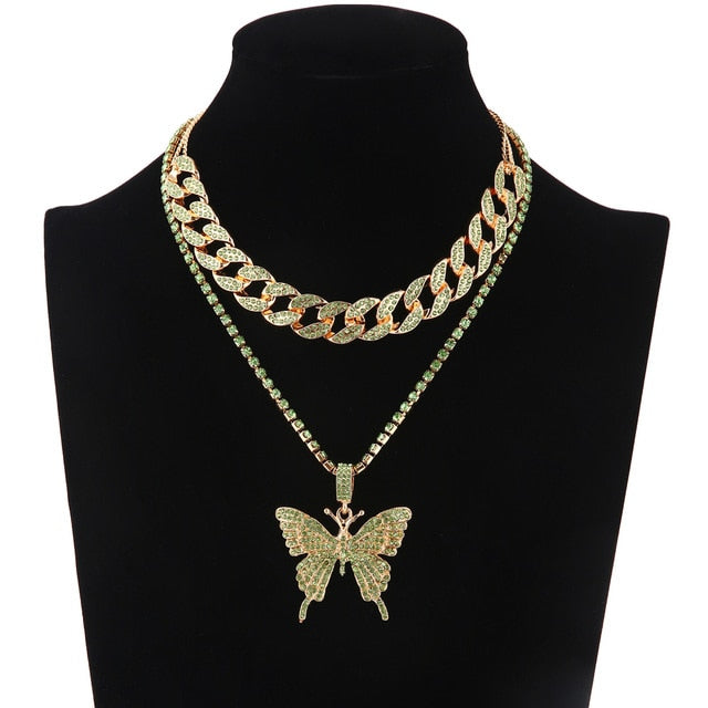 Glam Butterfly Necklace Set